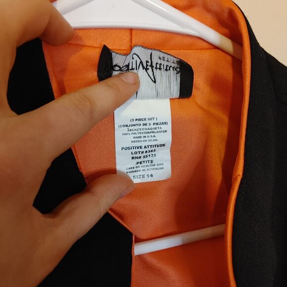 Positive Attitude Petite Size 14 Coral Black Blazer Open Career Business Top - Picture 8 of 10